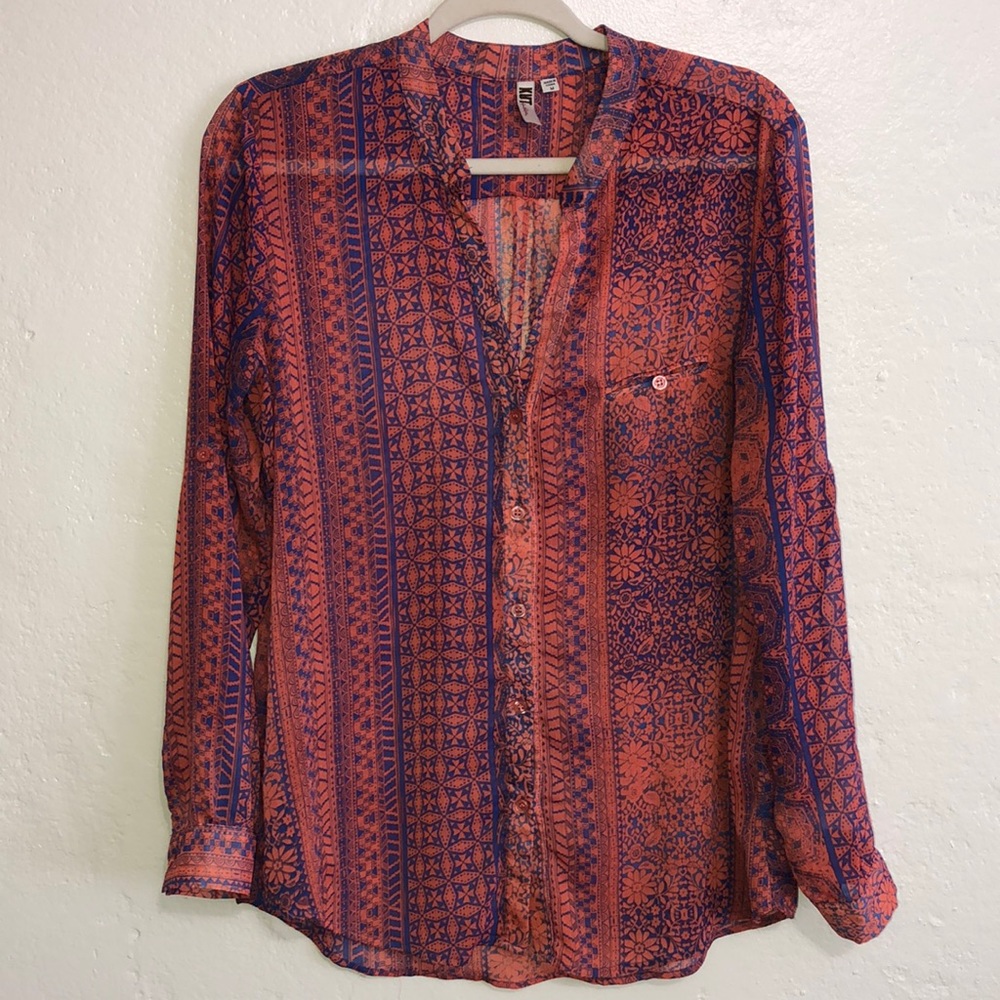 Kut from the Kloth sheer longsleeve Blouse size M